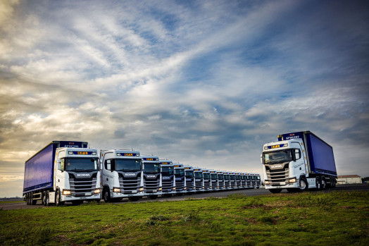 Long Line Of Kersey Freight Lorries